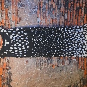 Chelsea Studio Black and White Polka Dot Maxi Dress, Sz L